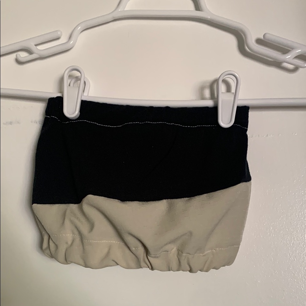 handmade upcycled recycled black and beige tube top size xxs